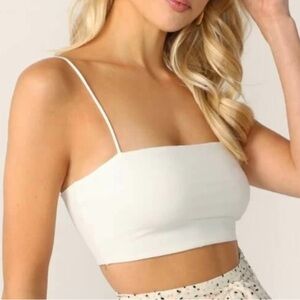 SHEIN White Fitted Crop Camisole Cropped Top Bralette Bungee Straps Small